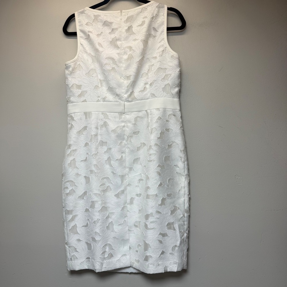 Kasper Sheath Dress Women‎ 10P White Excellent Floral Lace Sleeveless Petite - Picture 5 of 6